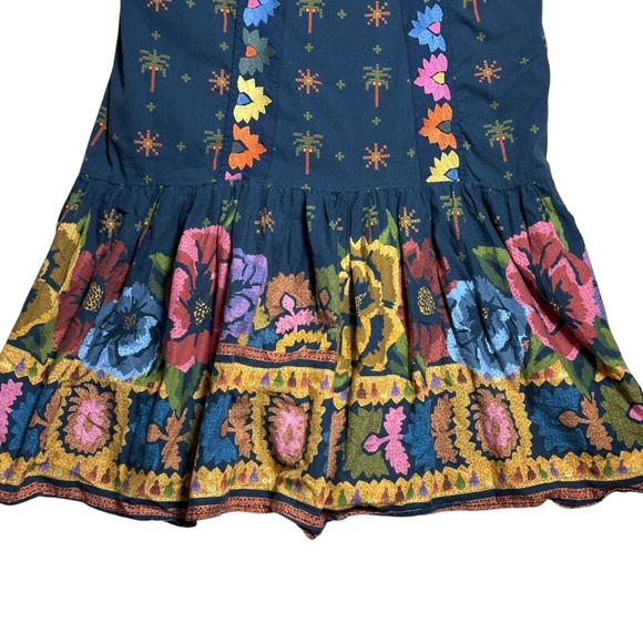 Farm Rio Black Embroidered Strapless Midi Dress Womens XS - Picture 4 of 8